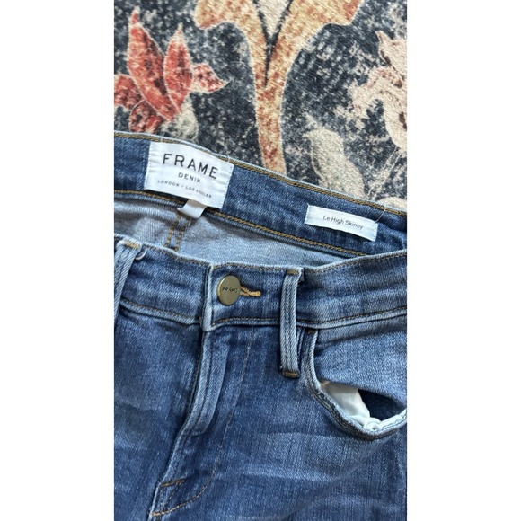 Frame Denim Denim - FRAME Le High Skinny Raw Step Hem Jeans Med Blue Wash, sz. 26x28 Rivits
